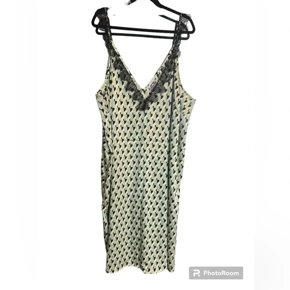 Future Collective Kahlana Barfield Brown Lace Trim Slip Dress - Picture 4 of 6